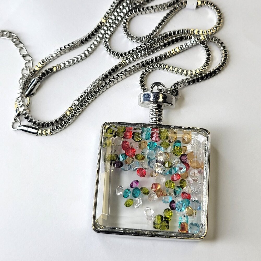 Mens Unique Pendant Necklace Glass Crystal Pendant Necklace